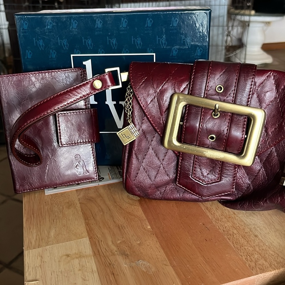 Helen Welsh wine clutch or wristlet vintage beautiful piece with bag and box